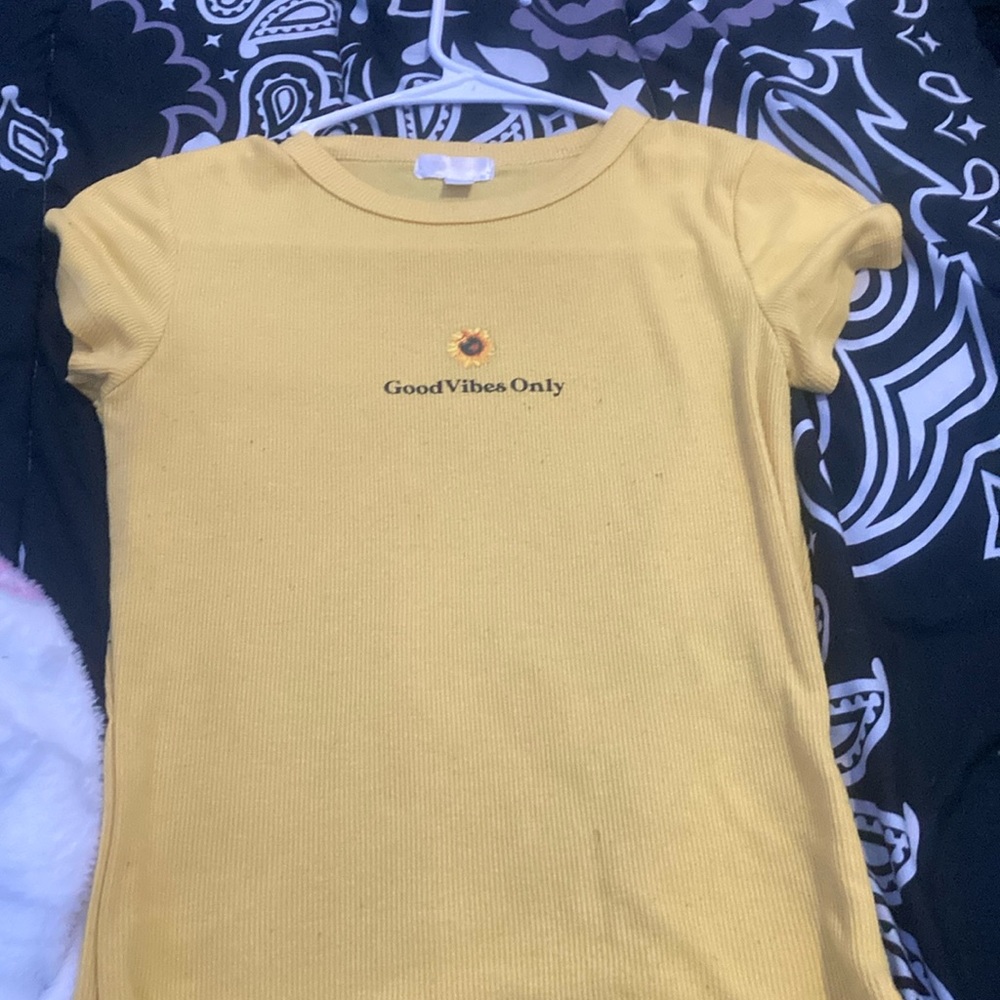 good vibes only yellow t shirt